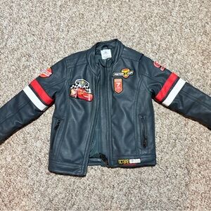 Disney Cars Lightning McQueen Black Kids Racing leather Jacket